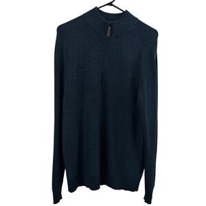Smartwool Ripple Ridge Sweater Mens Medium Blue Half Zip Ribbed Merino Blend *